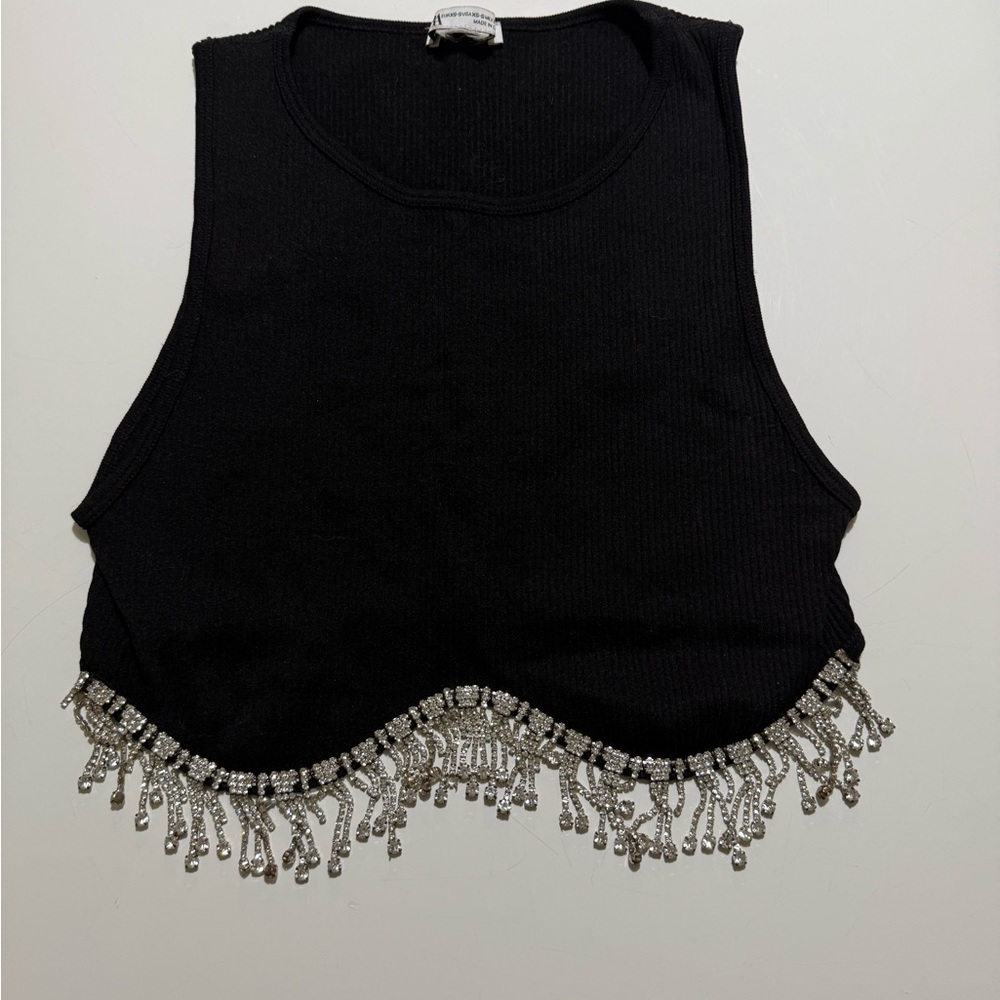 Zara Seamless Rhinestone Crop Tank Top